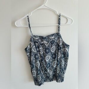 LOFT Navy and White Patterned Blouse